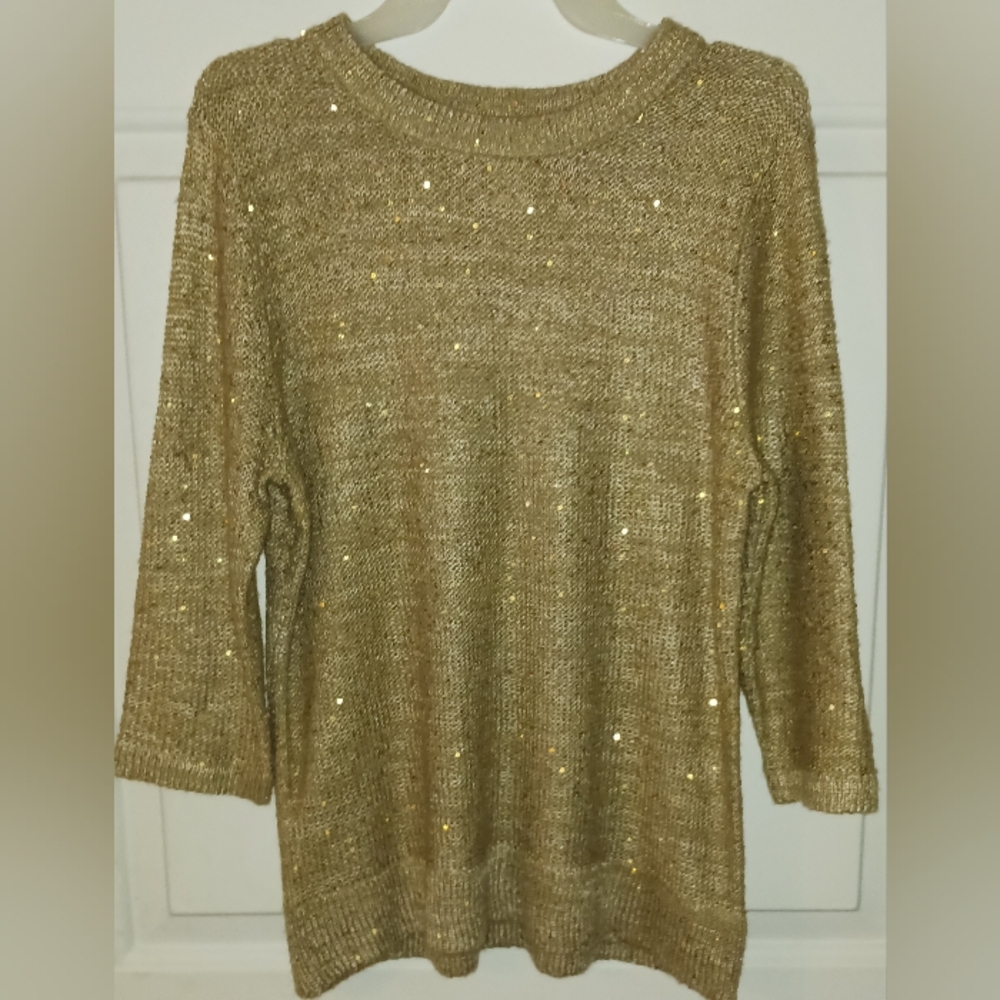 Choices Acrylic Metallic Gold Sweater/Sz M